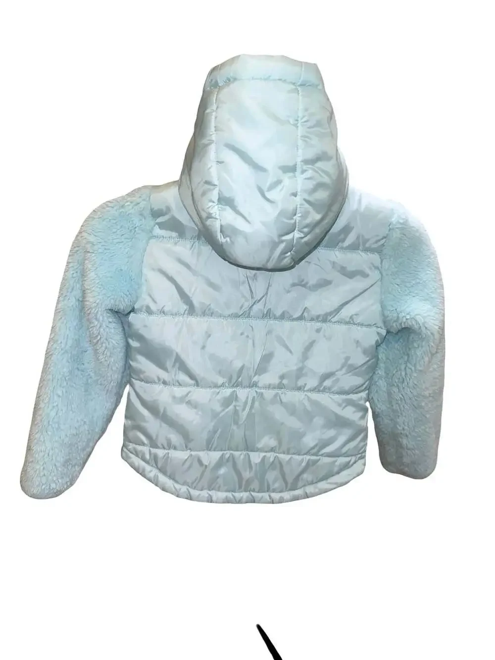 Justice Aqua Breeze Fuzzy Fleece Sleeve Puffer Jacket size XS 5-6
